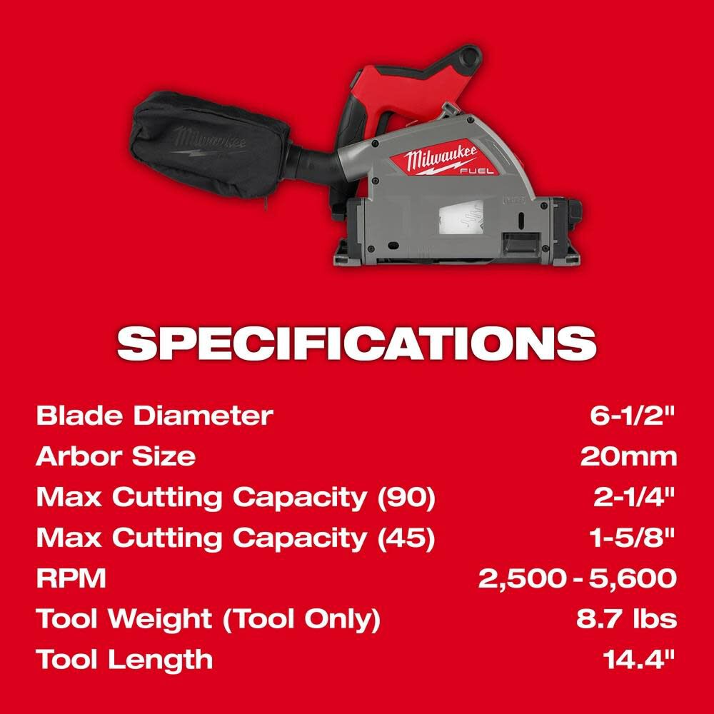 Milwaukee M18 FUEL  6-1/2 Inch Plunge Track Saw (Bare Tool) Reconditioned, large image number 8