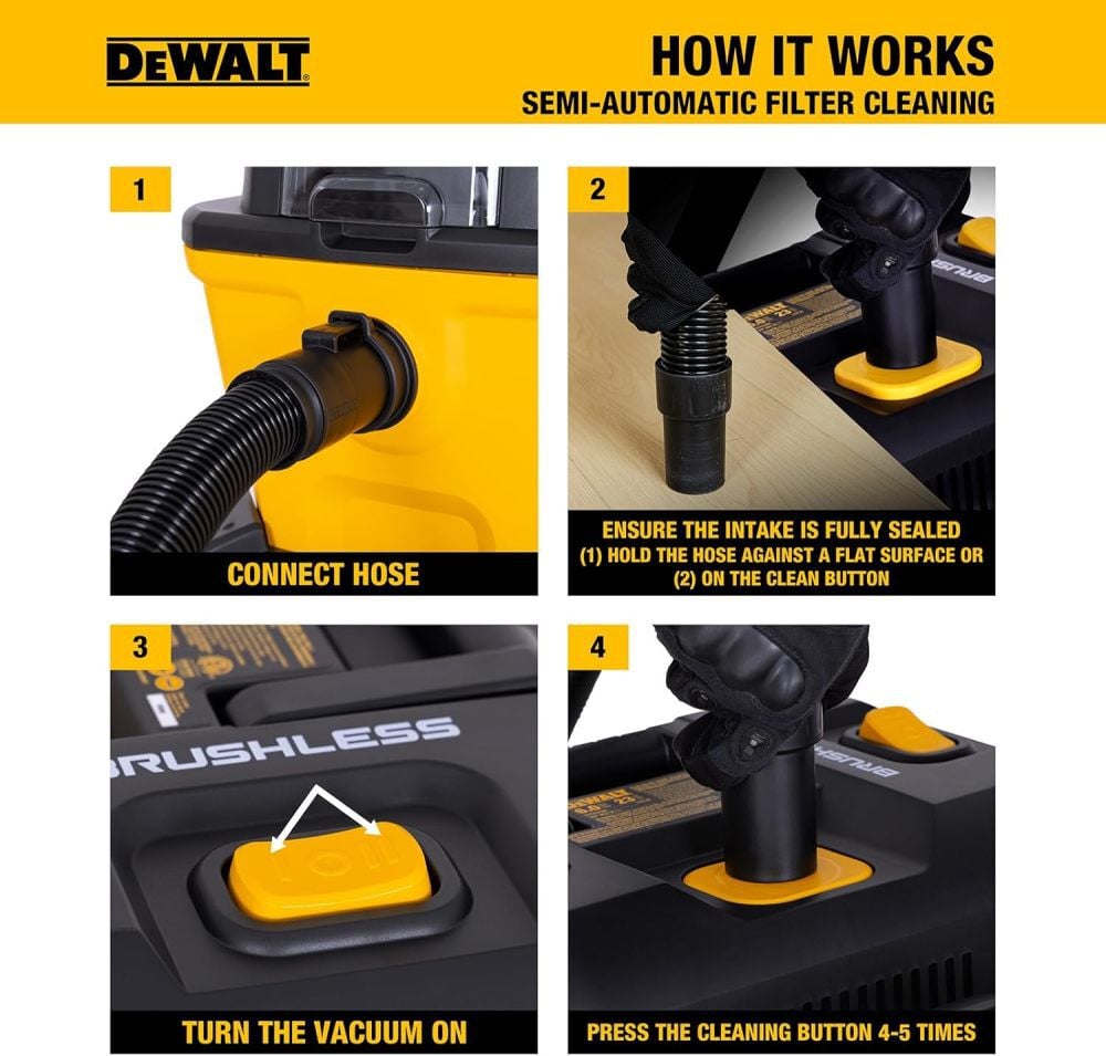 DEWALT 20V 6 Gallon 4 HP Cordless Wet/Dry Vacuum, large image number 8