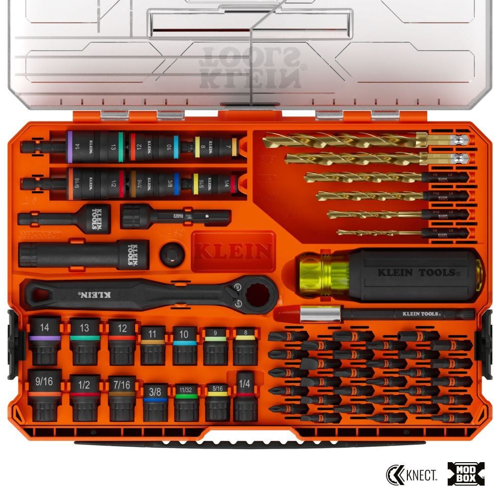 Klein Tools KNECT Impact Rated Drill and Driver Combo Set SAE/Metric 65 Piece MODbox Compatible Case, large image number 1