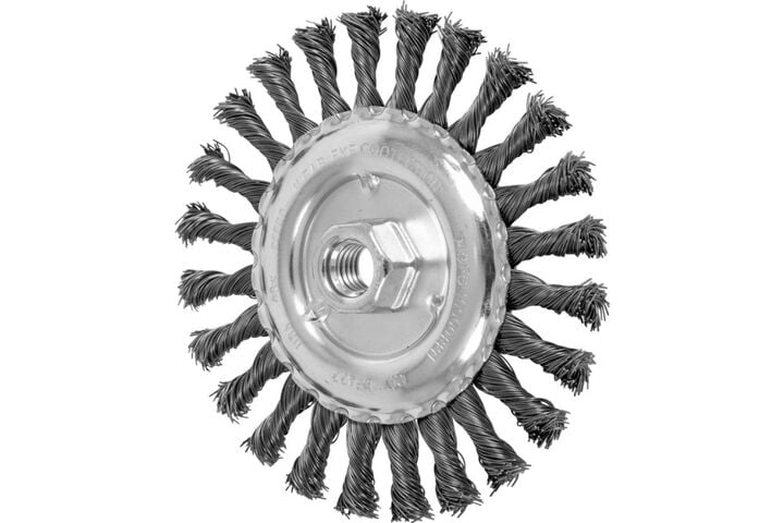 Pferd Full Cable Knot Wire Wheel Brush 6 Inch Diameter .023 Carbon Steel 5/8-11 Inch Thread