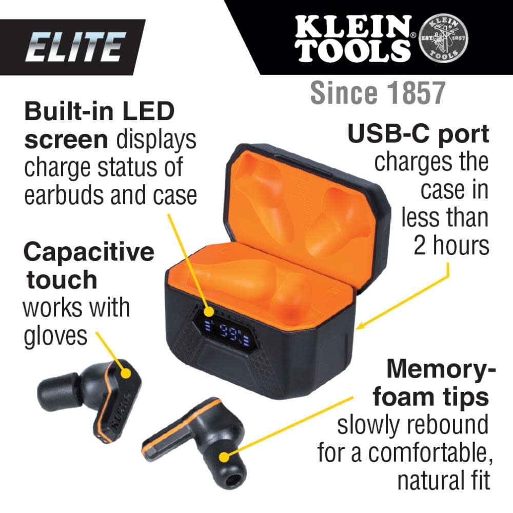 Klein Tools ELITE Bluetooth Jobsite Earbuds, large image number 2
