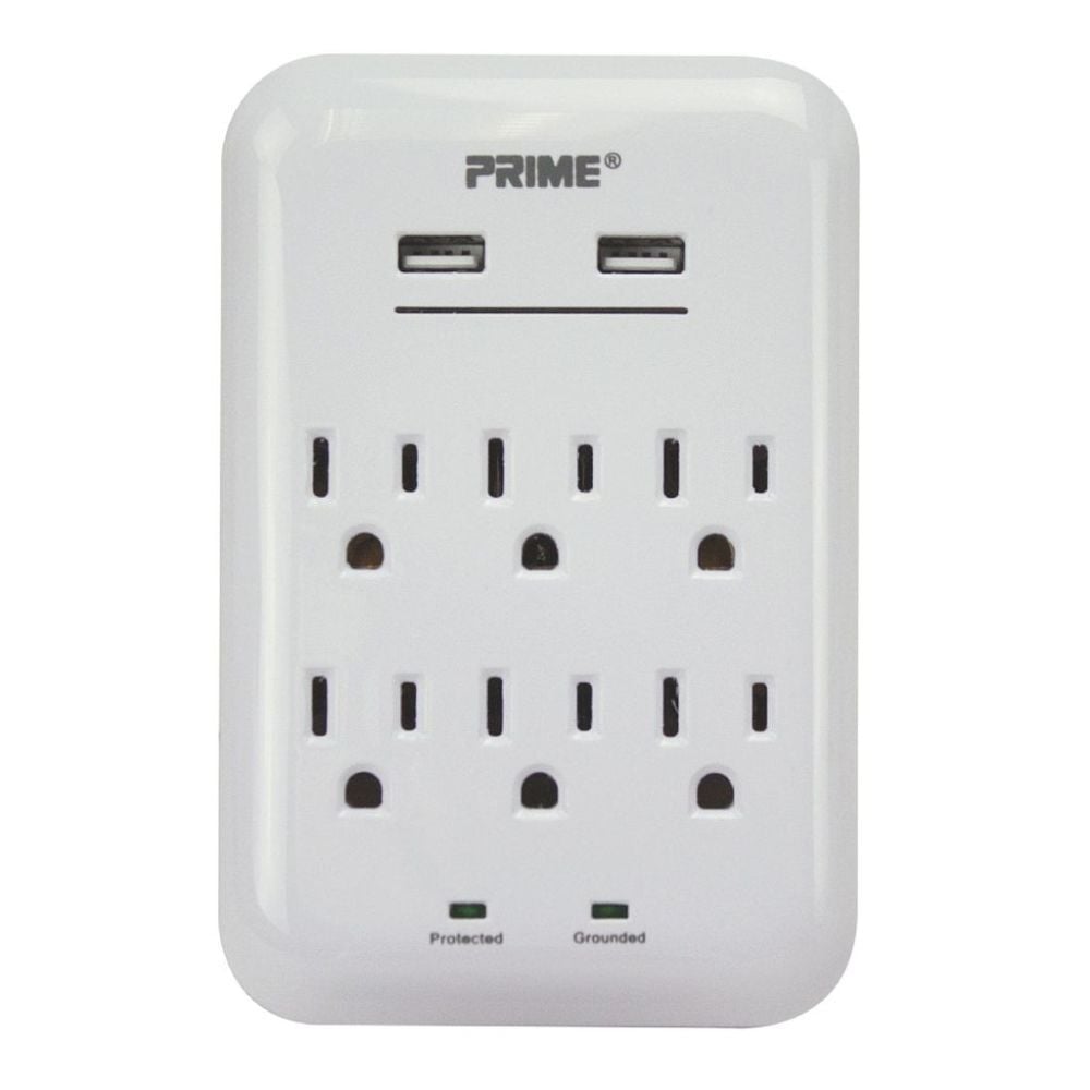 Prime 3 Prong 6 Outlet with 2 Port USB Charger – PBUSB346S