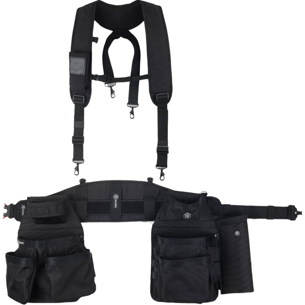 RR Buildings Tool Belt with Suspenders Black Size Large – MB-RR100S-L