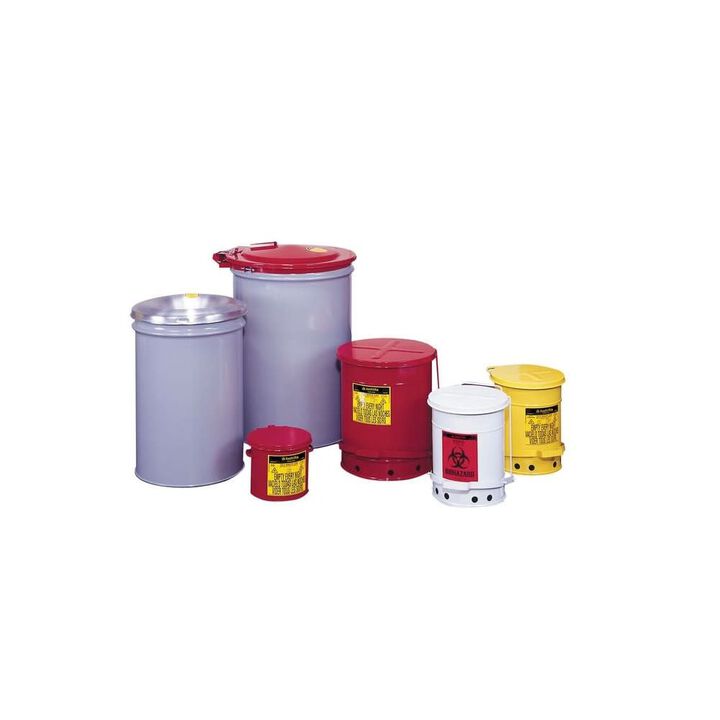 Justrite 30 Gallon Gray Waste Receptacle Safety Drum Can, large image number 2