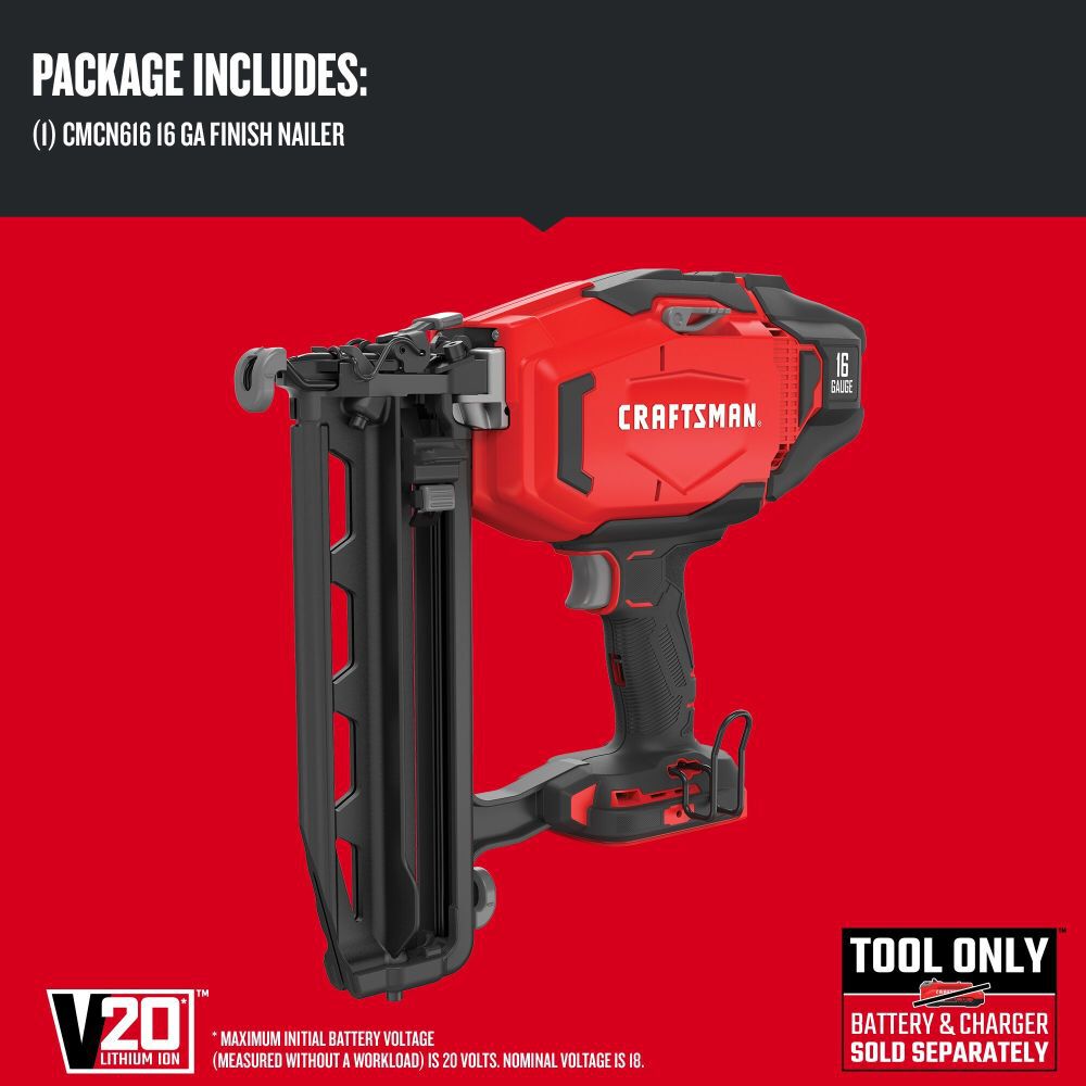 CRAFTSMAN V20 Cordless 16 Gauge Finish Nailer (Bare Tool), large image number 3