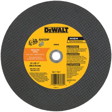 DEWALT 14 In. x 1 In. Ductile Cut Off Wheel, large image number 0