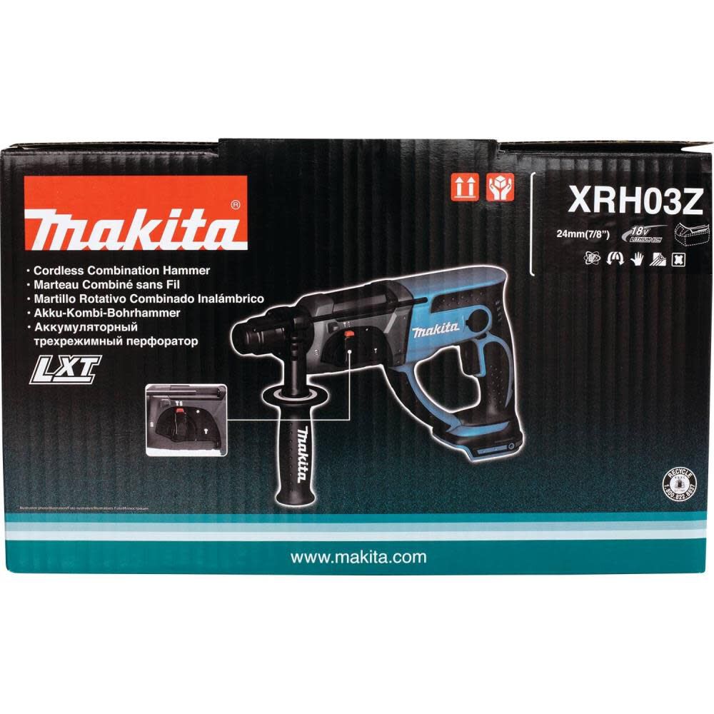 Makita 18V LXT Lithium Ion Cordless 7 8 in. SDS Plus Rotary Hammer Bare Tool XRH03Z Acme Tools