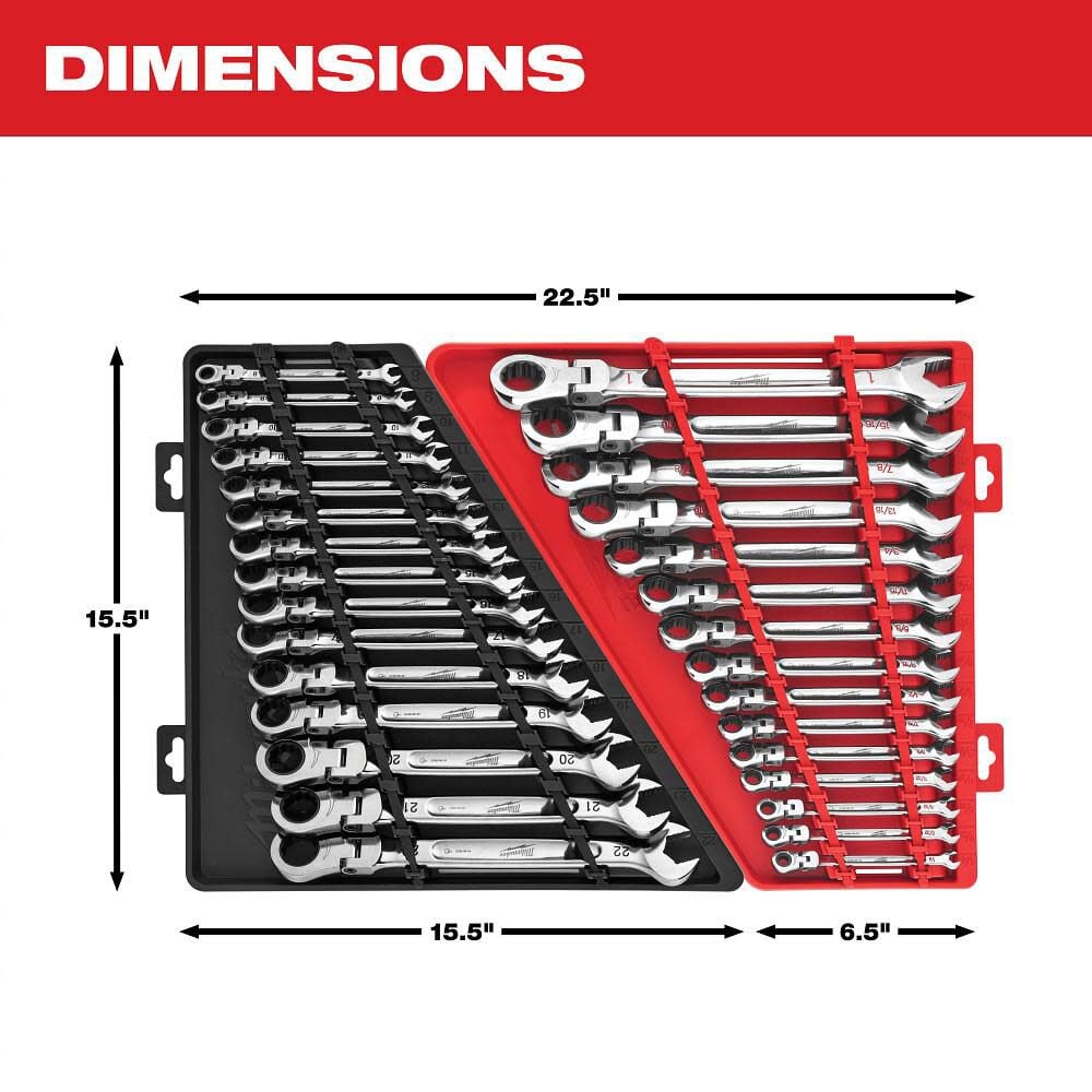 Milwaukee Combination Wrench Set Metric Flex Head Ratcheting 15pc 48 22 9513 - Image 9