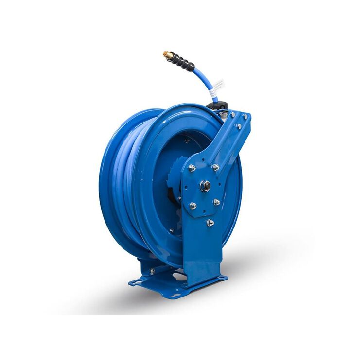 BluBird 1/2 Inch Hose x 50 Ft. Hose Steel Dual Arm Air Hose Reel Assembly