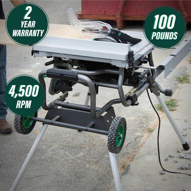 Metabo HPT 10in Jobsite Table Saw with Fold Roll Stand, large image number 2