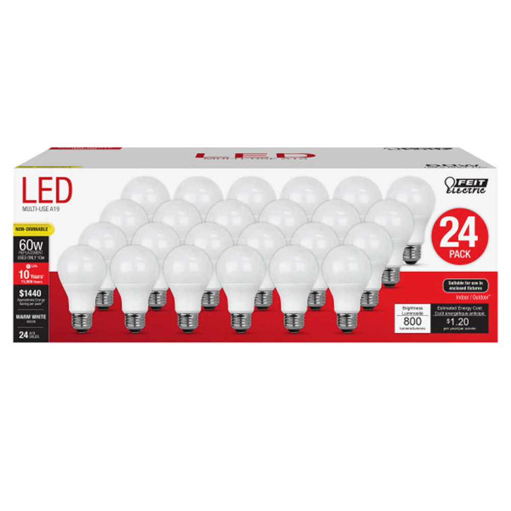 Feit Electric 60W A19 Soft White Non-Dimmable LED Bulb 24 Pieces, large image number 2