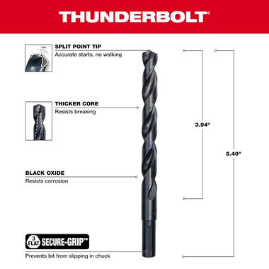 Milwaukee 27/64 in. Thunderbolt Black Oxide Drill Bit, large image number 2