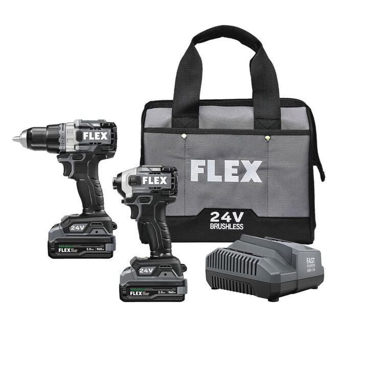 FLEX Hammer Drill with Turbo Mode and Quick Eject Impact Driver Combo Kit, large image number 2