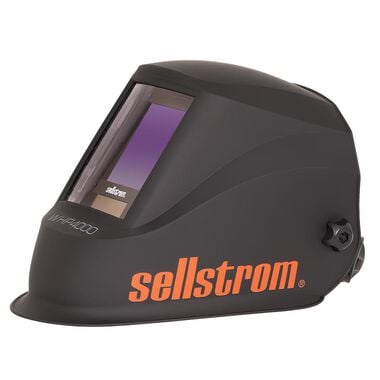 Sellstrom Lightweight Ergonomic Design Blue Lens Technology Premium Series Welding Helmet with Digital ADF 4.5 In. x 5.2 In. Fixed Front Shade 4-13 Super Tuff Nylon Black/Orange