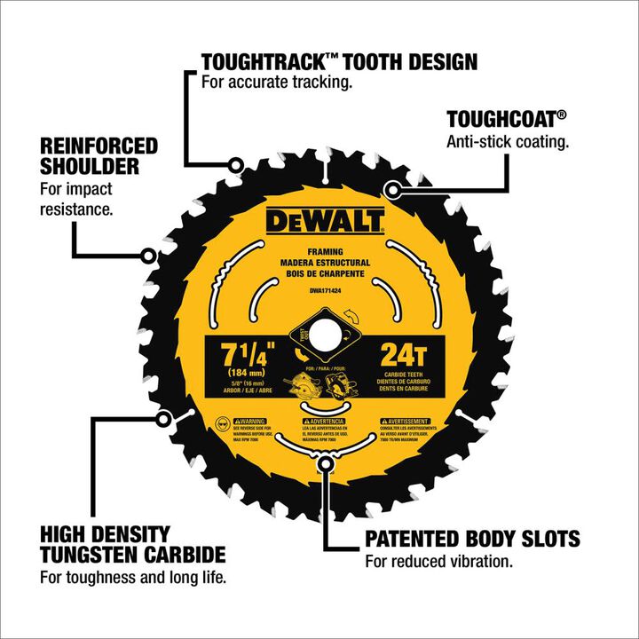 DEWALT ToughTrack 7 1/4 Inch 24T  Pack of 10 Circular Saw Blades, large image number 1