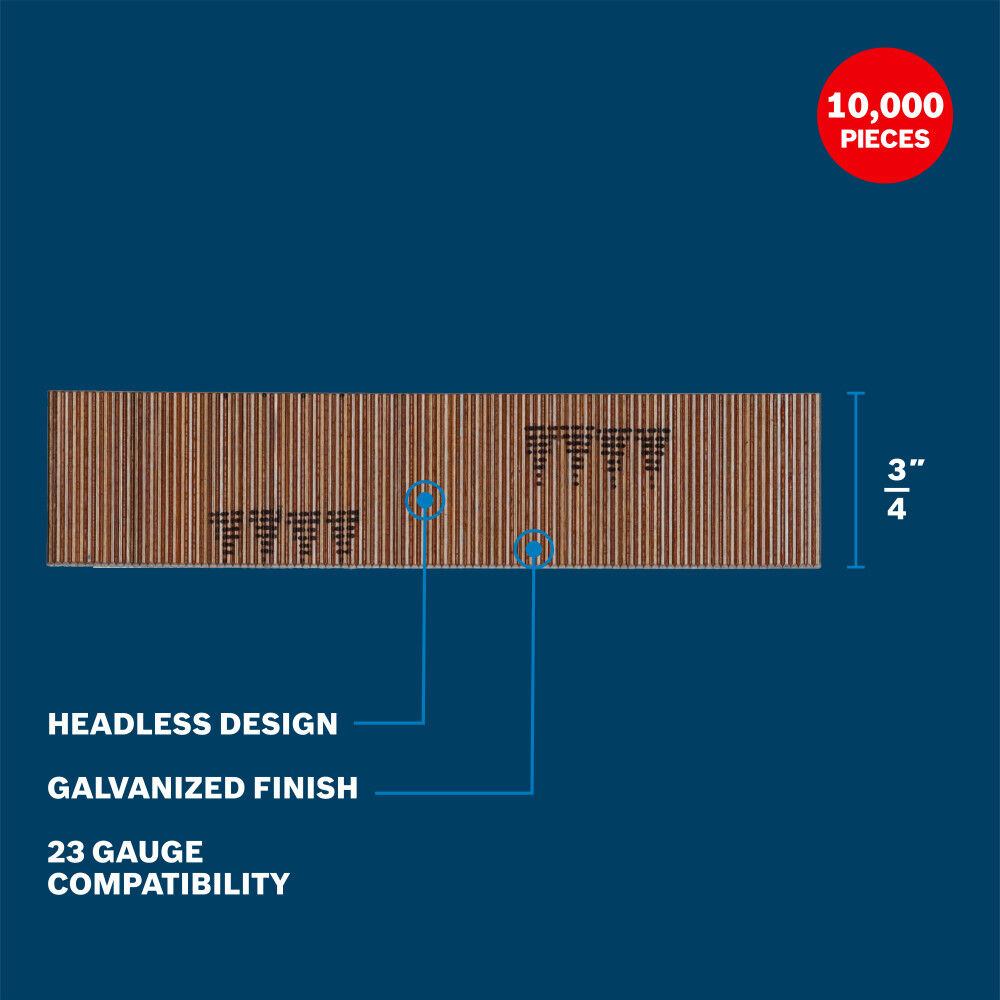 Bosch 3/4 Inch 23 Gauge Pins, Galvanized, 10000 Pieces, large image number 2