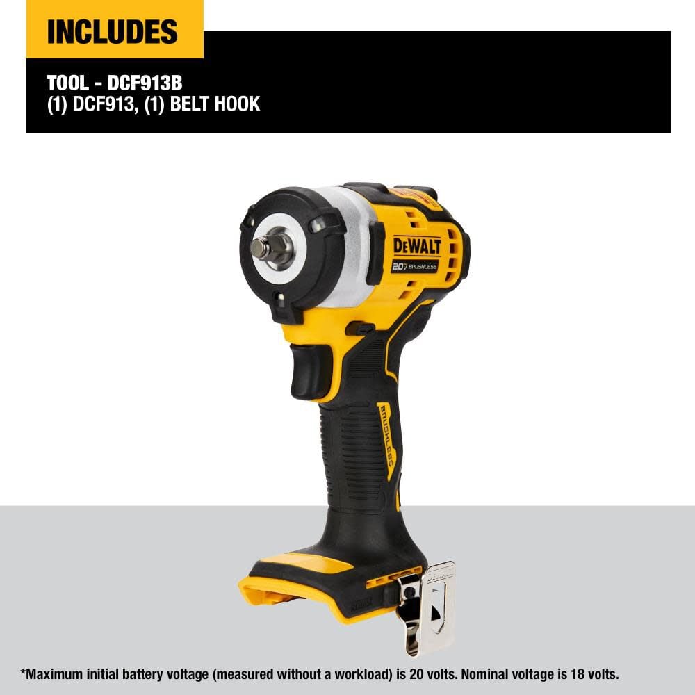 DEWALT 20V MAX 3/8 Inch Impact Wrench Hog Ring Anvil & XR Battery 2 Pack Bundle, large image number 7