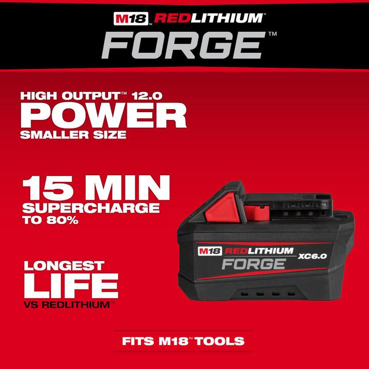Milwaukee M18 REDLITHIUM FORGE XC6.0 Battery 2pk & Charger Kit Bundle, large image number 1