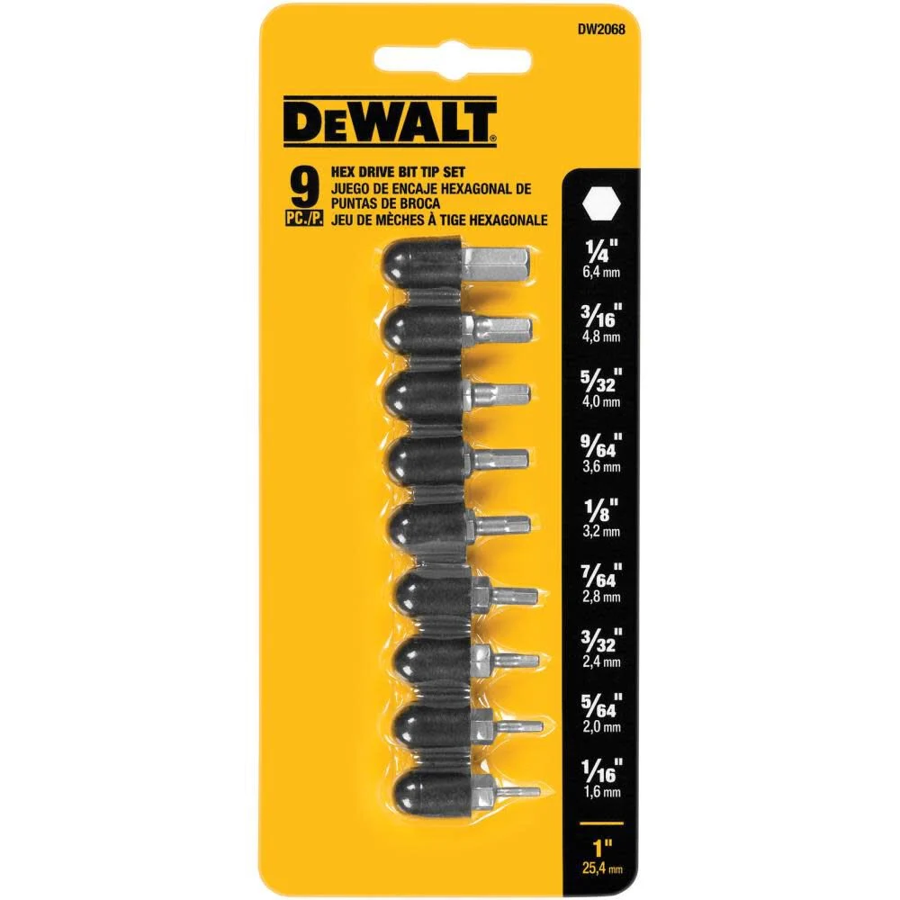 DEWALT 9 Piece 1in Hex Bit Set, large image number 1