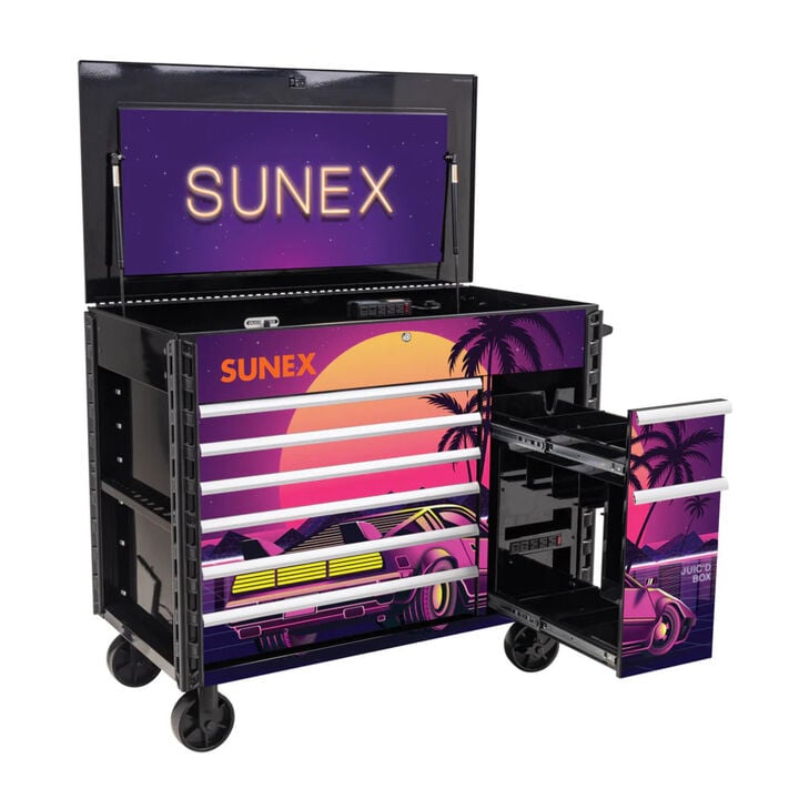 Sunex JUIC'D BOX 50 Inch 7 Drawer Powered Rolling Tool Cart with RETRO Design, large image number 1