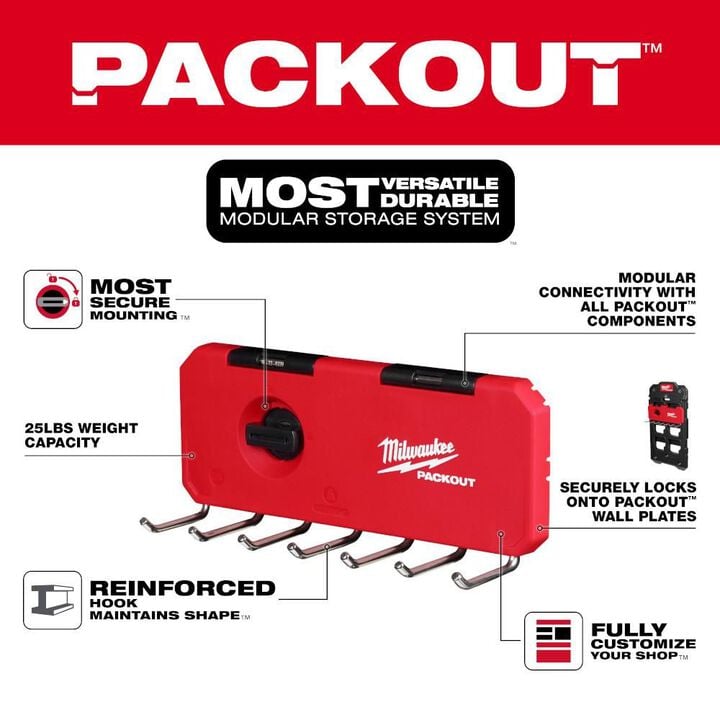 Milwaukee PACKOUT 7 Hook Rack, large image number 1