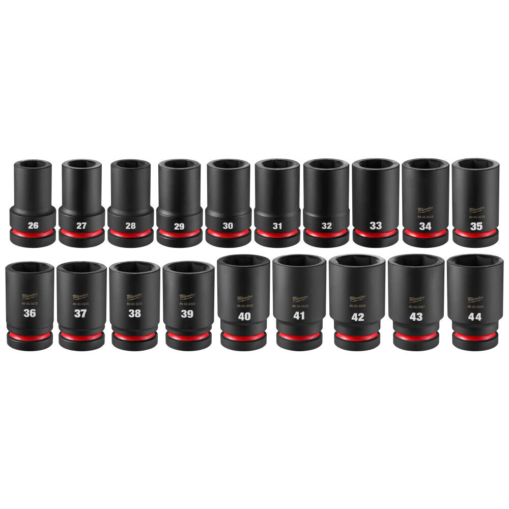 Milwaukee SHOCKWAVE Impact Duty 1 Inch Drive Metric Deep Socket Set with PACKOUT 19 Pieces - 49-66-6777