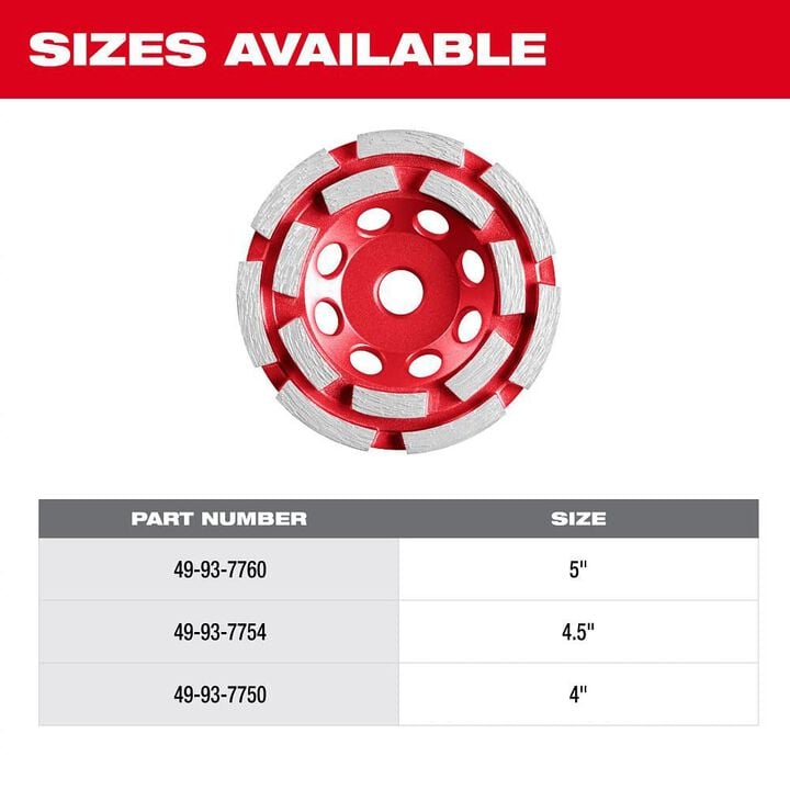 Milwaukee DIAMOND MAX 4 1/2 Inch Double Row Segmented Rim Diamond Cup Wheel for Concrete Grinding, large image number 6