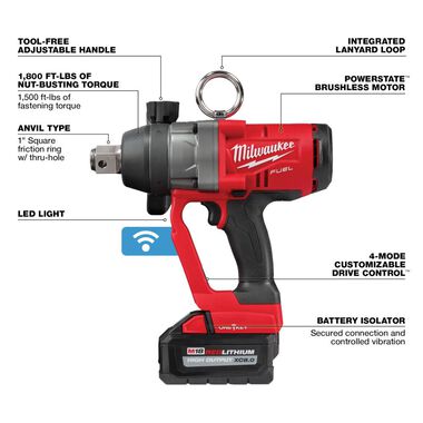 Milwaukee M18 FUEL 1inch High Torque Impact Wrench with ONE-KEY Kit, large image number 4