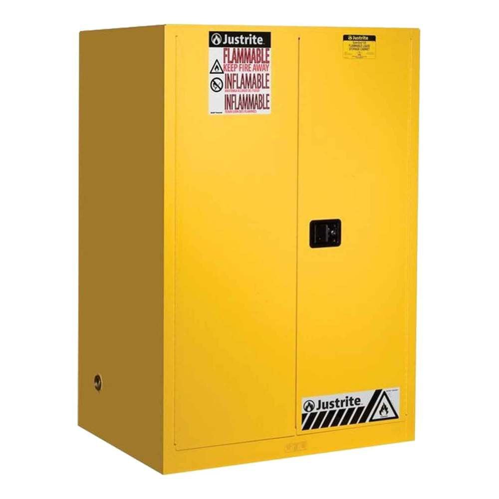Justrite 90 Gallon Yellow Steel Manual Close Flammable Cabinet, large image number 1