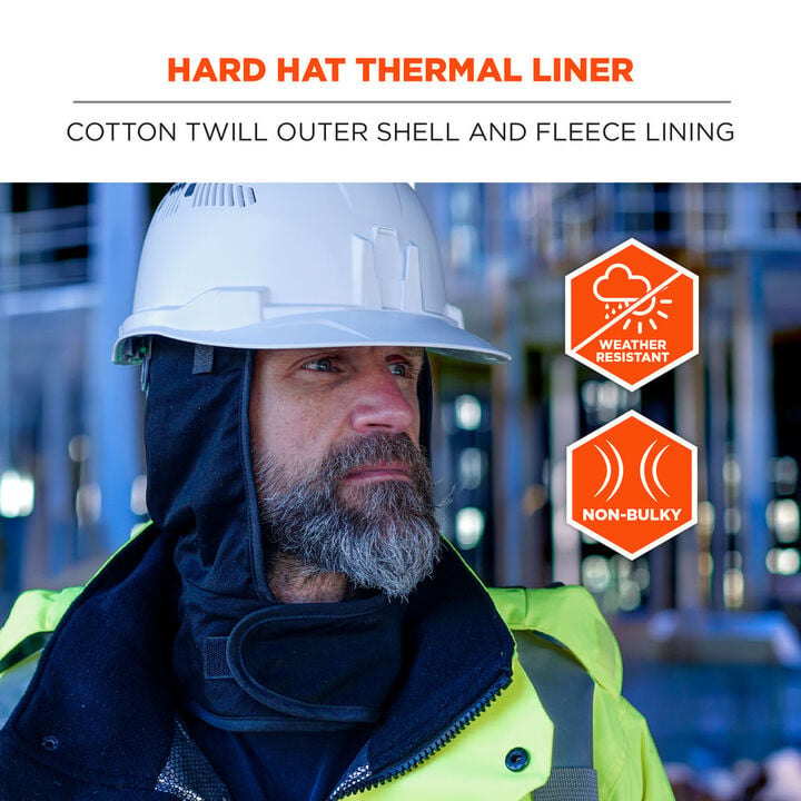 Ergodyne 6849 Long Winter Hard Hat Liner Black, large image number 1