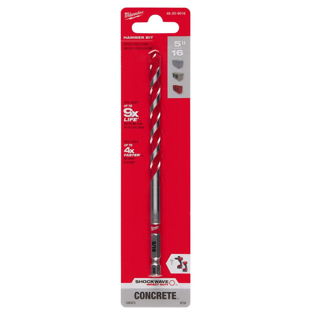 Milwaukee SHOCKWAVE Carbide Hammer Drill Bit 5/16inchx4inchx6inch, large image number 9
