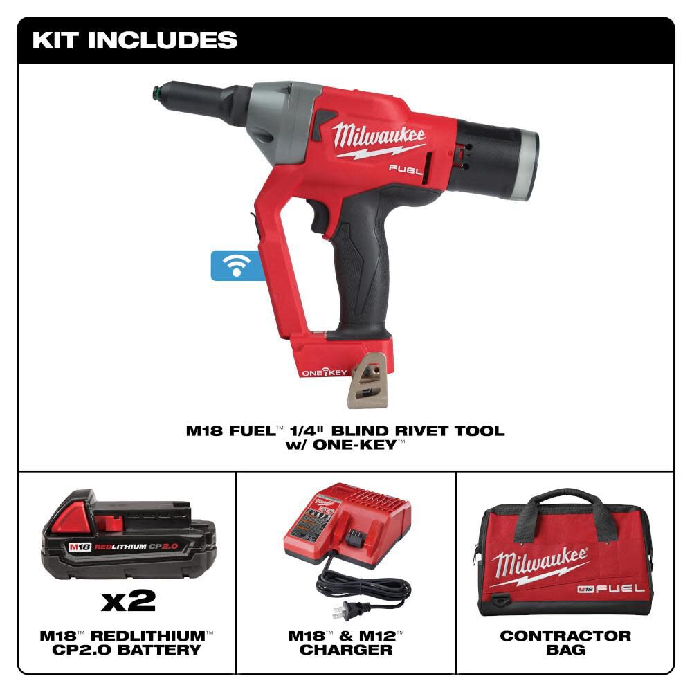 Milwaukee M18 FUEL 1/4inch Blind Rivet Tool with ONE-KEY Kit, large image number 2