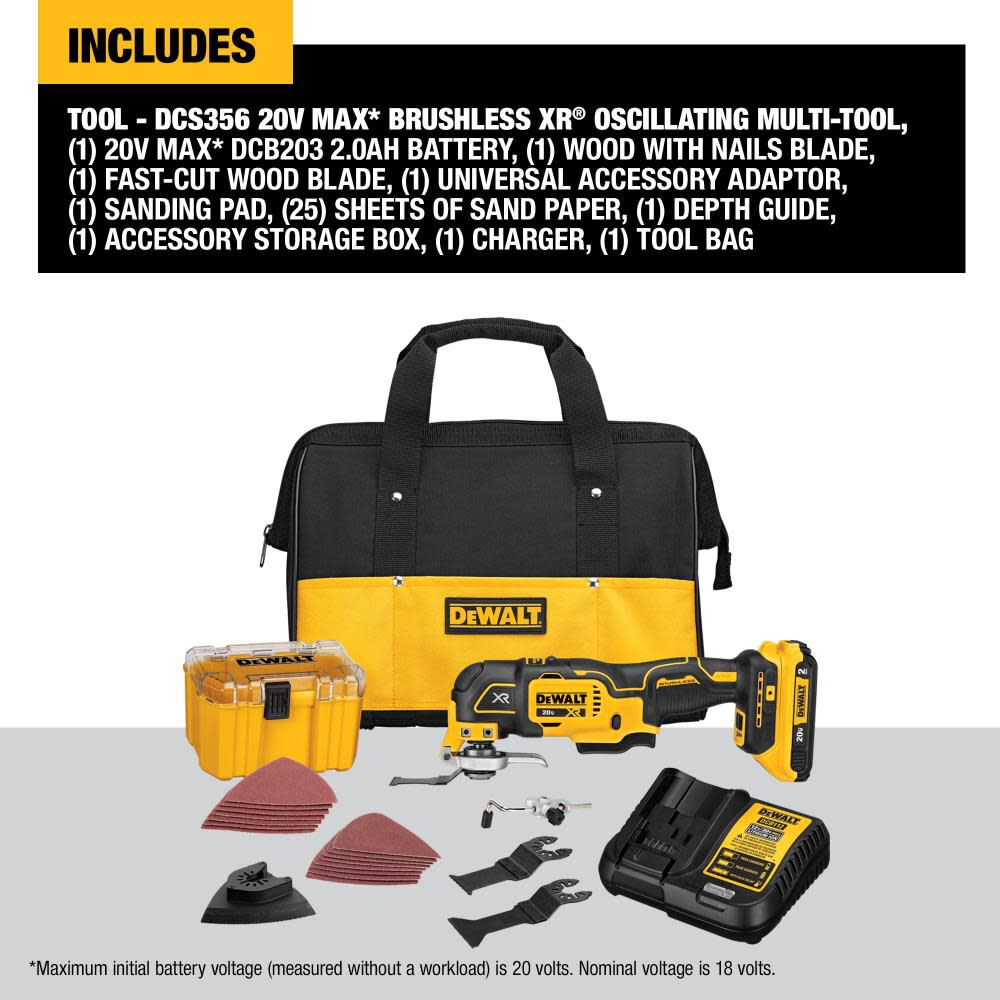 DEWALT XR 20V Max Oscillating Multi Tool 33pc Kit DCS356D1 Acme Tools