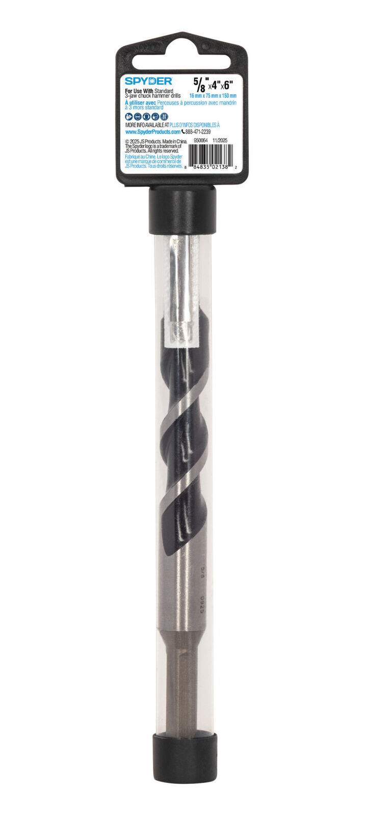 Spyder 5/8 Inch x 6 Inch Carbide-Tipped Three-Flat Grip Shank Hammer Drill Bit, large image number 9