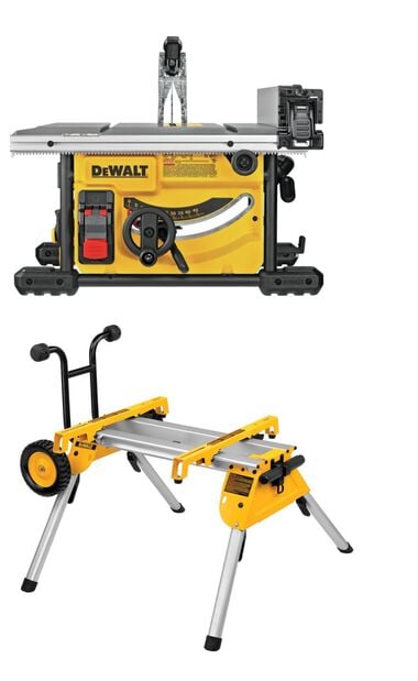 DEWALT 8 1/4in Compact Jobsite Table Saw with Rolling Stand Bundle, large image number 0