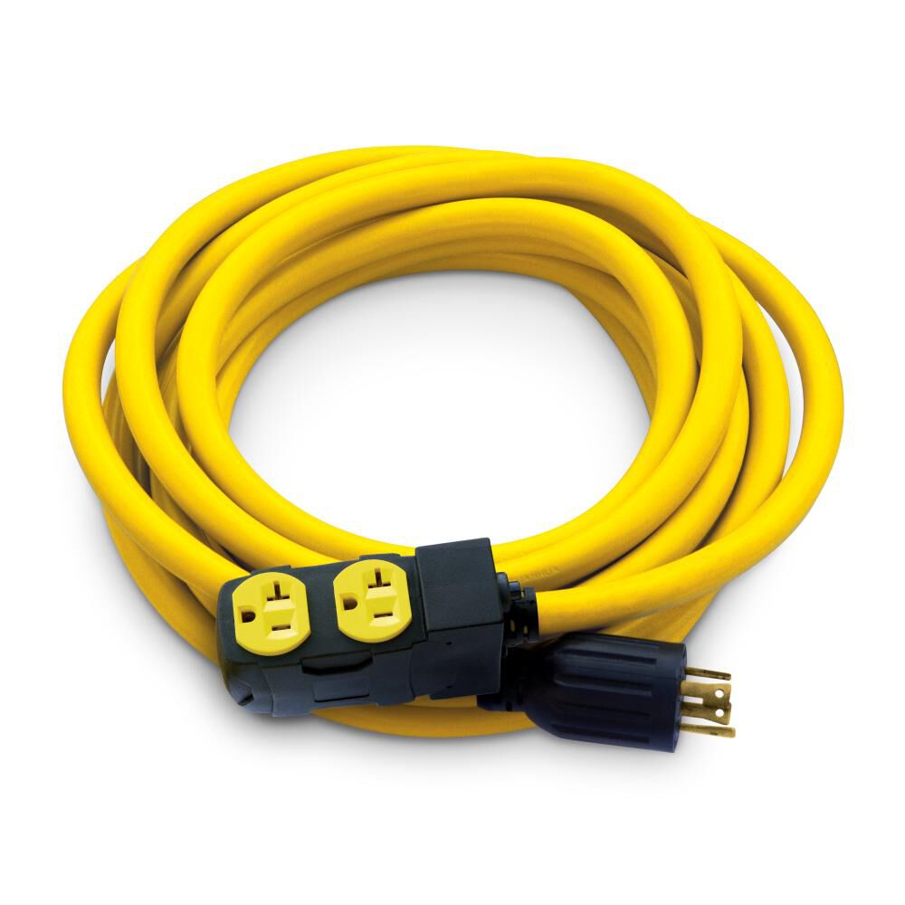 Champion Power Equipment 25 ft Generator Extension Cord 30-Amp 125/250-Volt Duplex-Style with Circuit Breakers L14-30P to Four 5-20R – 48043