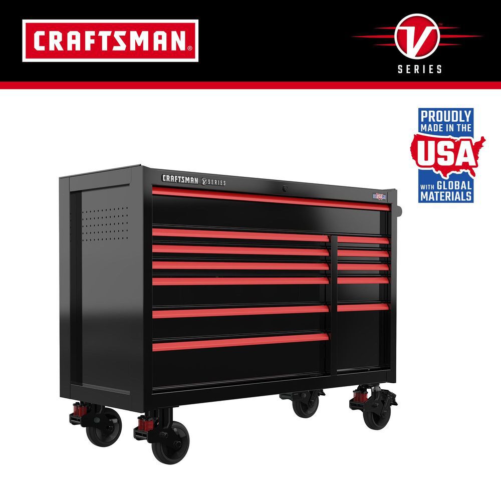 CRAFTSMAN V-SERIES 52 Inch Wide 12-Drawer Rolling Tool Cabinet, Black, large image number 2
