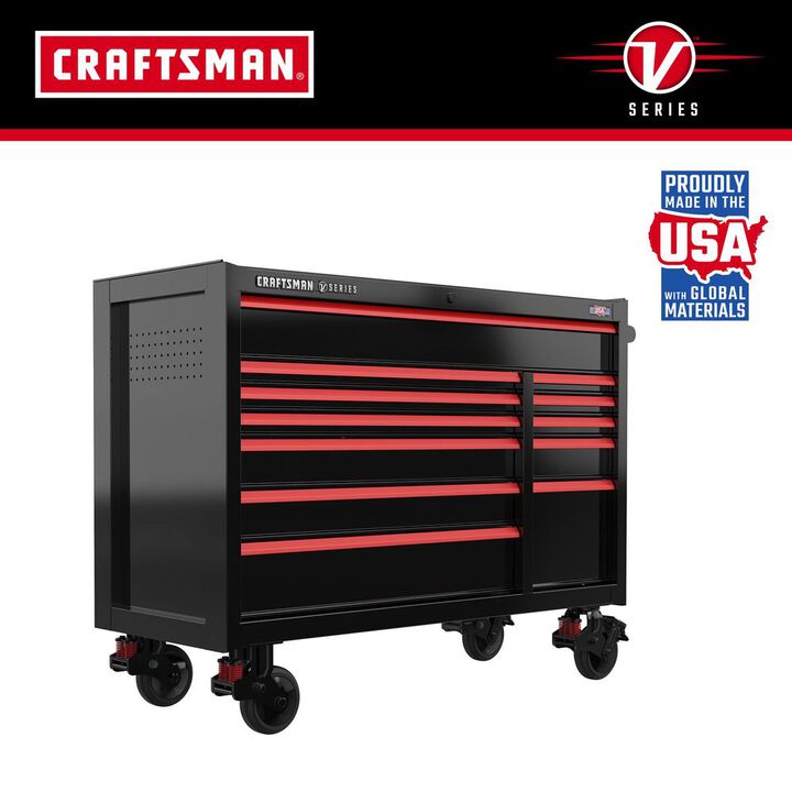 CRAFTSMAN V-SERIES 52 Inch Wide 12-Drawer Rolling Tool Cabinet, Black, large image number 1