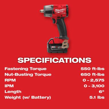 Milwaukee M18 FUEL 1/2inch Mid Torque Impact Wrench with Friction Ring Kit, large image number 7