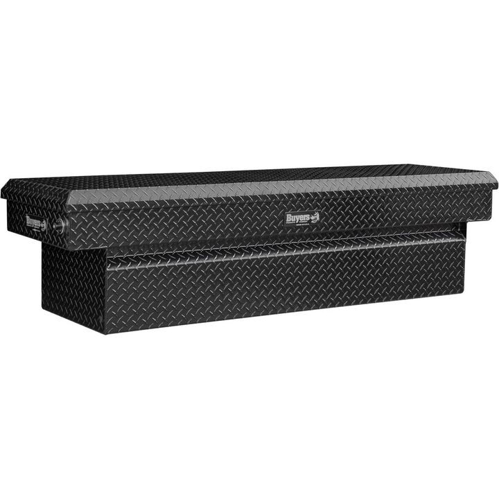 Buyers Products Company 18 Inch x 20 Inch x 71 Inch Diamond Tread Aluminum Crossover Truck Box, Gloss Black, large image number 1
