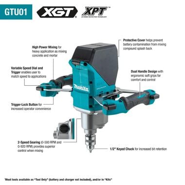 Makita 40V MAX XGT Brushless Cordless 1/2 in Mixer (Bare Tool), large image number 17