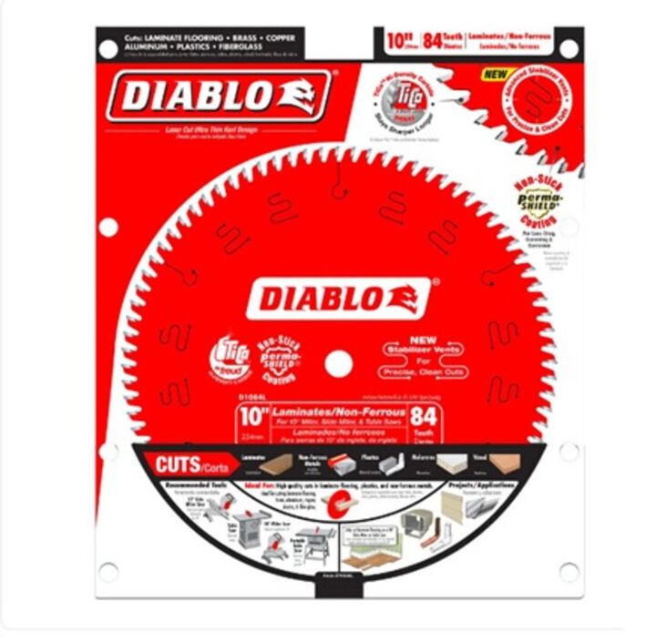 Diablo Tools 10 inch x 84 Tooth TCG Laminate & Non Ferrous Metal Cutting Table Saw & Miter Saw Blade with 5/8 inch Arbor, large image number 0