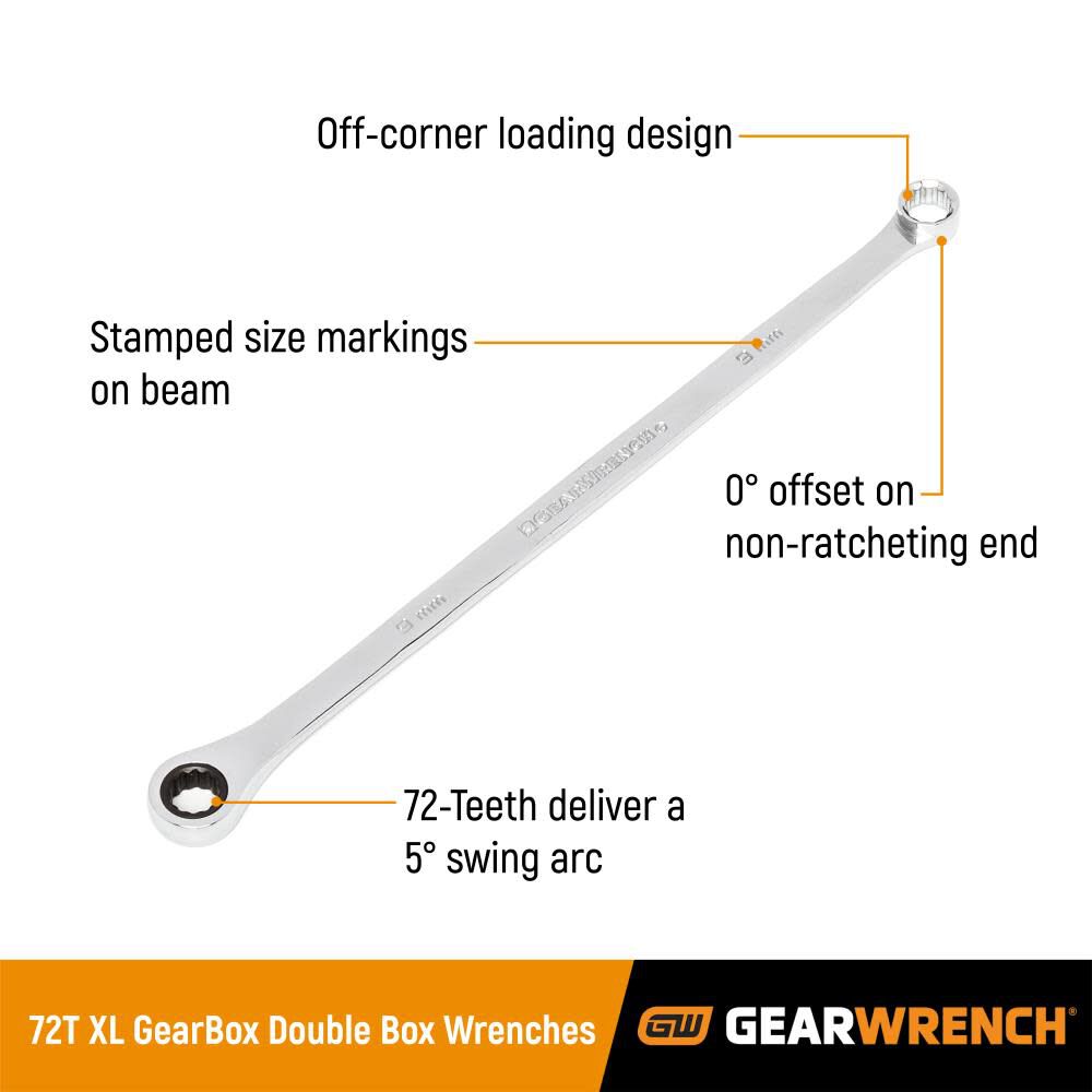 GEARWRENCH 13 Pc 12 Point XL GearBox Double Box Ratcheting SAE Wrench Set, large image number 6