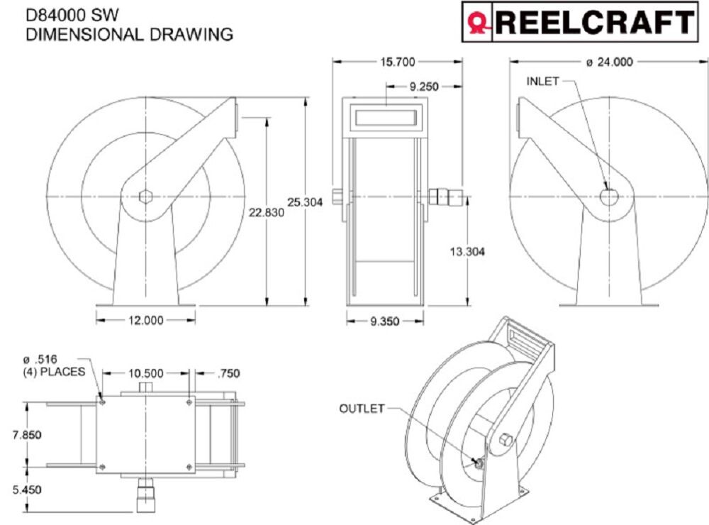 Reelcraft 1 in. x 50 ft. Heavy Duty Fuel Hose Reel FD84050 OLP Acme Tools