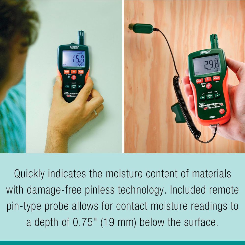 Extech MO290 Pinless Moisture Meter with IR Thermometer, large image number 3