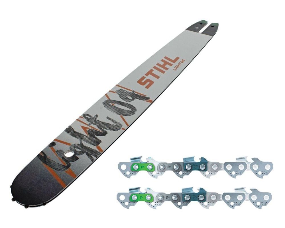 Stihl 2+1 Cut Kit 18 Inch Long 3/8 Inch Pitch 0.043 Inch Gauge Chainsaw Guide Bar and Two PS3 61 Link Chainsaw Chains, large image number 1