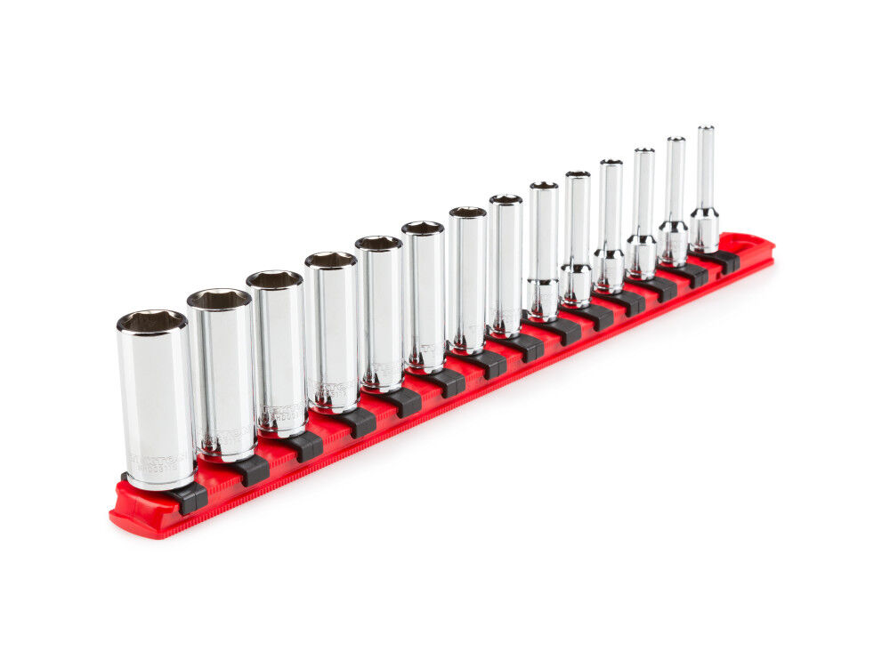 Tekton 1/4 Inch Deep 6 Point Socket Set, 14 Piece (4-15 mm), large image number 1