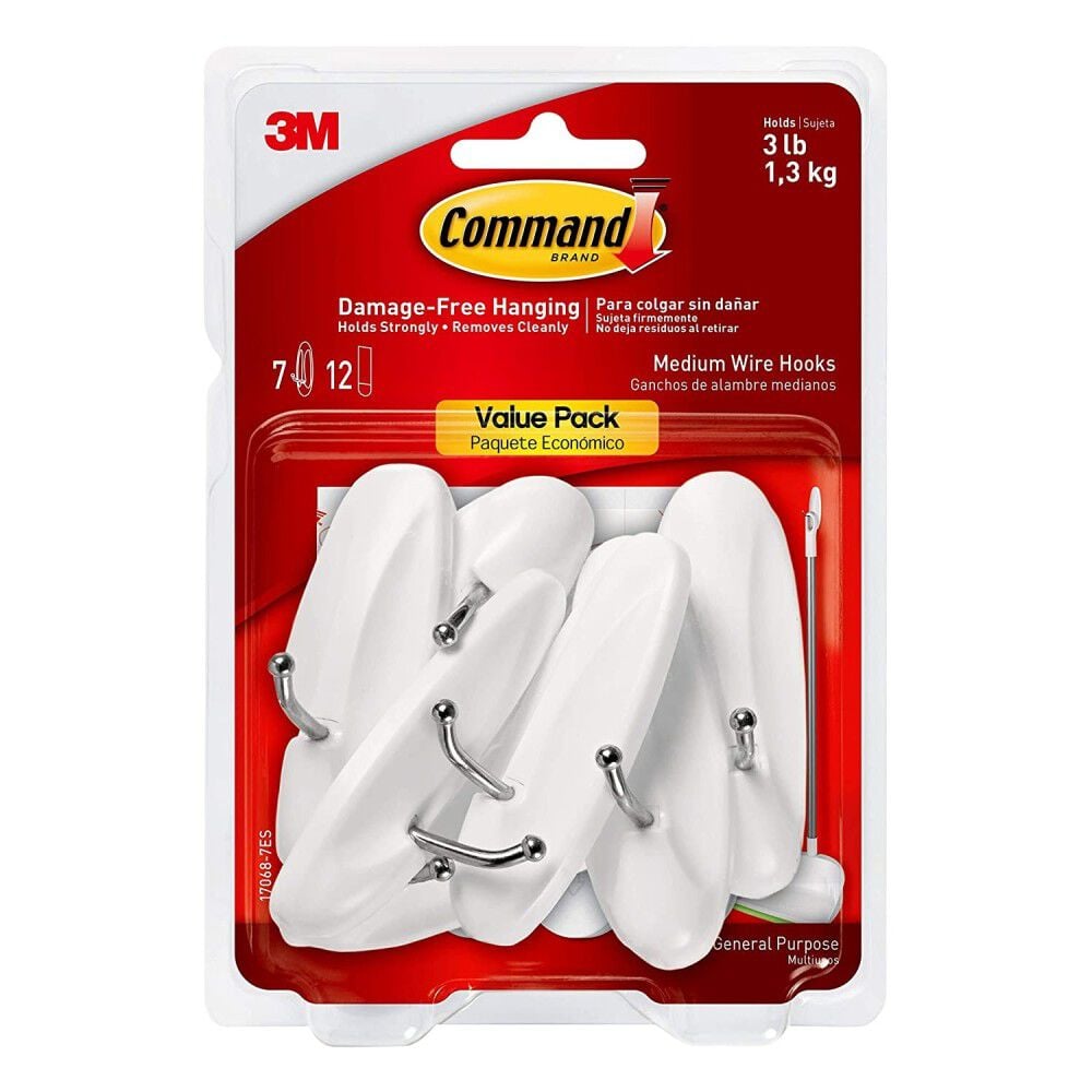 3M Command White Medium Wire Hook 7pk, large image number 1