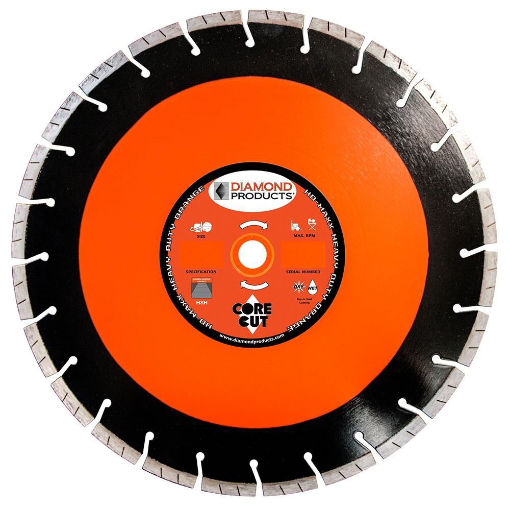Diamond Products H8H Heavy Duty Orange MAXX High Speed 14 Inch Segmented Turbo Rim Diamond Blade for General Purpose Concrete, large image number 1
