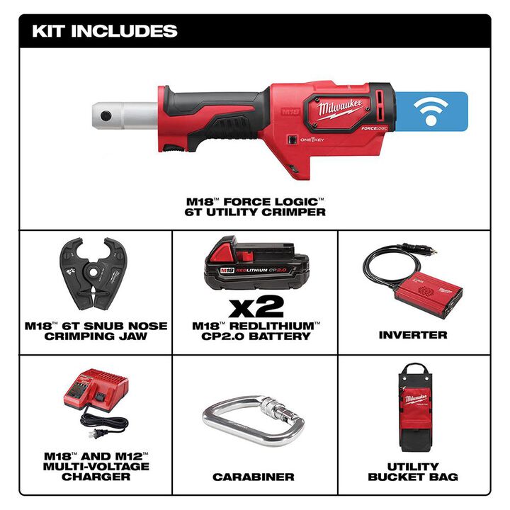 Milwaukee M18 Force Logic 6T Utility Crimping Kit with D3 Grooves-Snub Nose, large image number 1